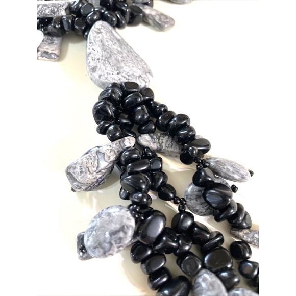 Multi Strand Onyx Necklace Gemstone Jewelry - Picture 4 of 13